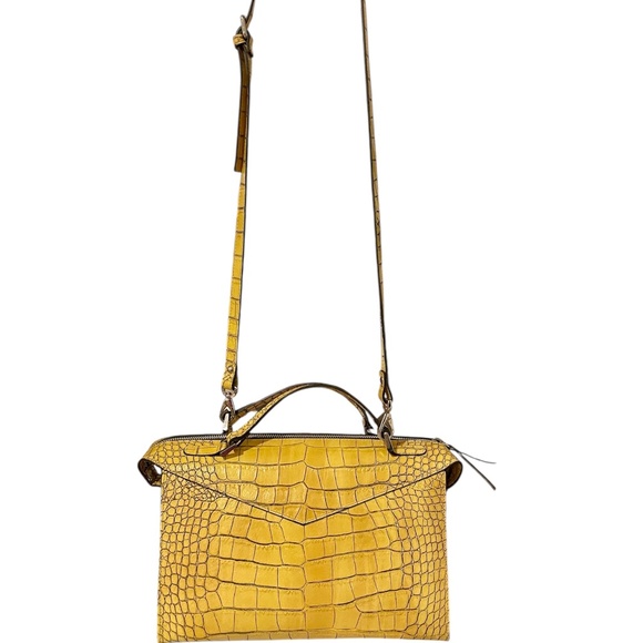 EUC J. Peterman Yellow Leather Croc Embossed Handbag - Picture 9 of 14